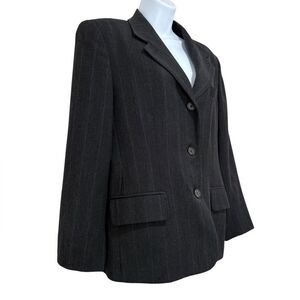 Lauren Ralph Lauren Black Pinstripe Wool Blazer Size 10